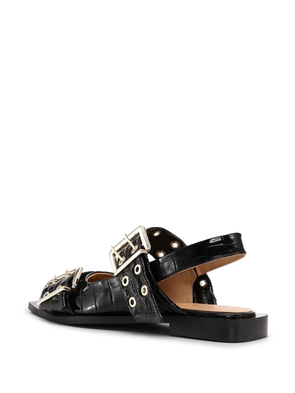 crocodile-effect bucked ballerina shoes - 3