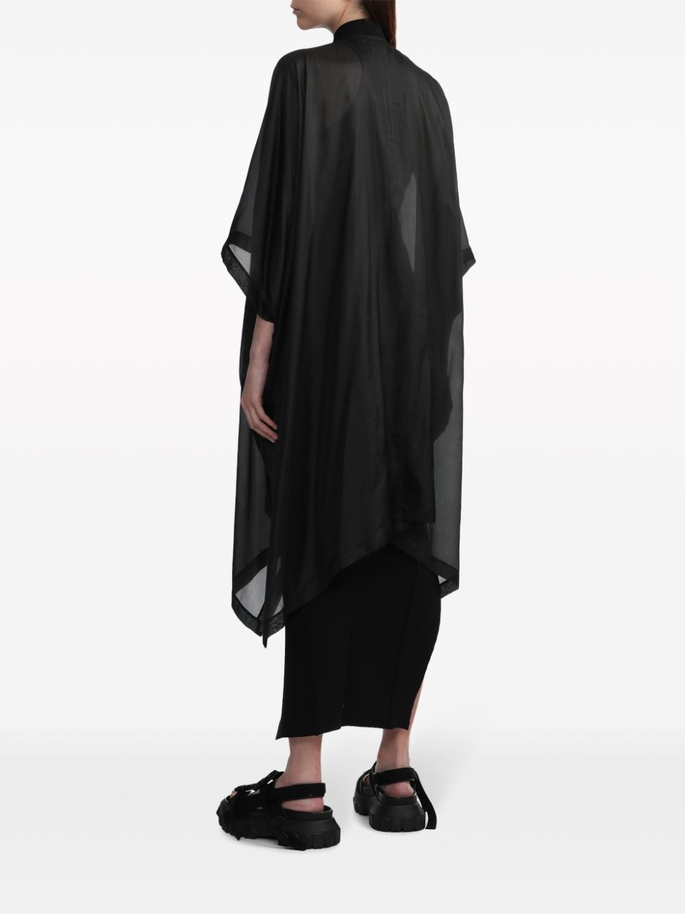 zip-front silk coat - 4
