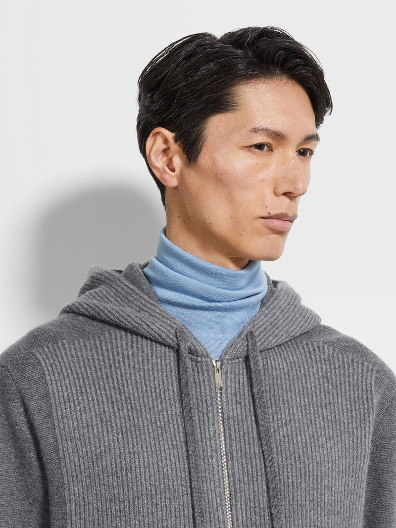 ZEGNA GREY MÉLANGE OASI CASHMERE FULL ZIP HOODIE outlook