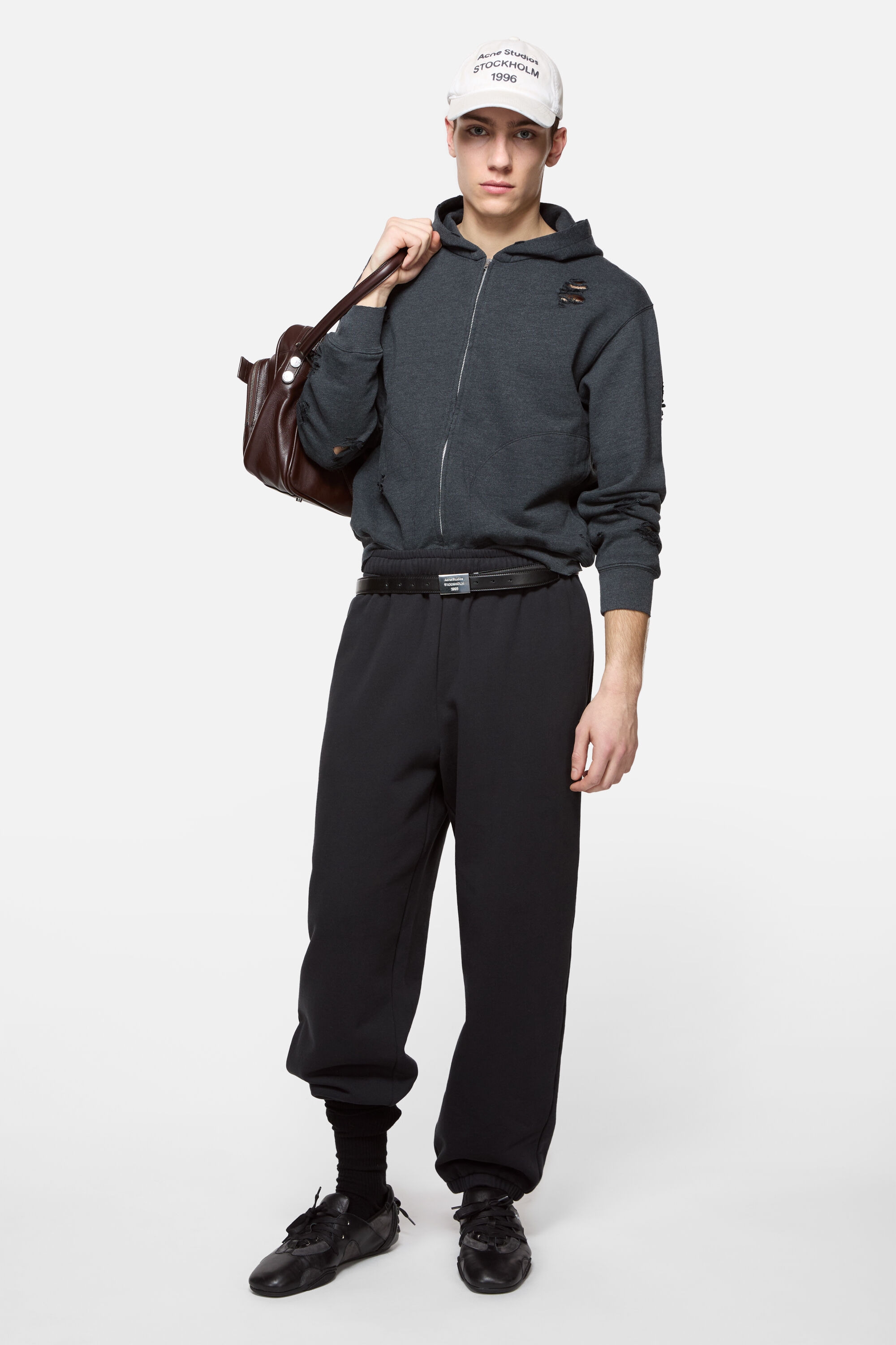 Hooded zipper sweater - Black melange - 2