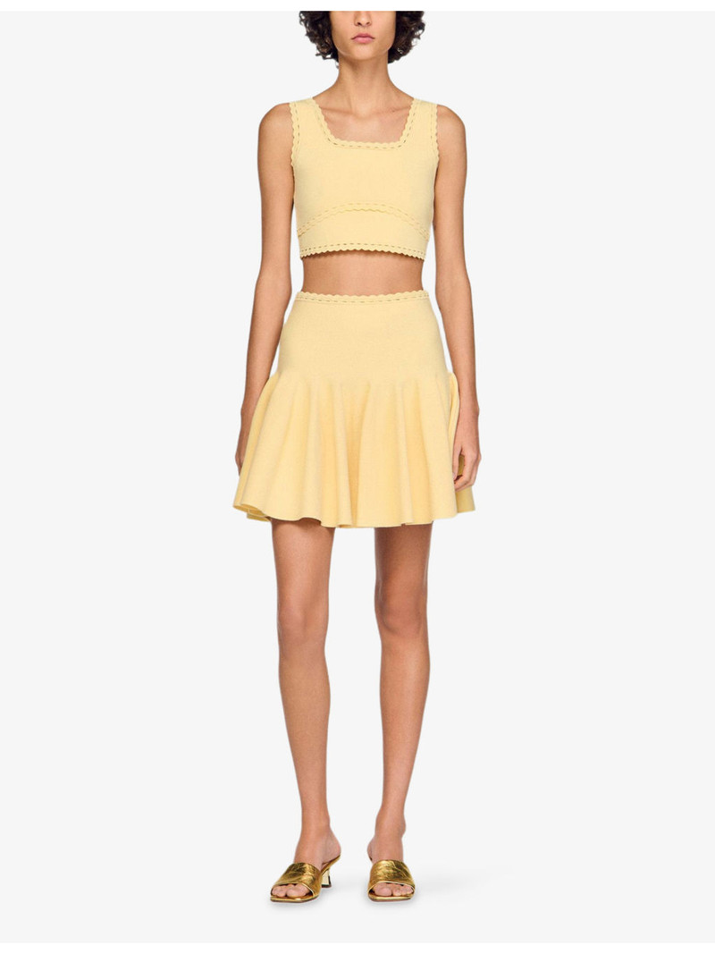 Sandro Square-Neck Cropped Knitted Top outlook