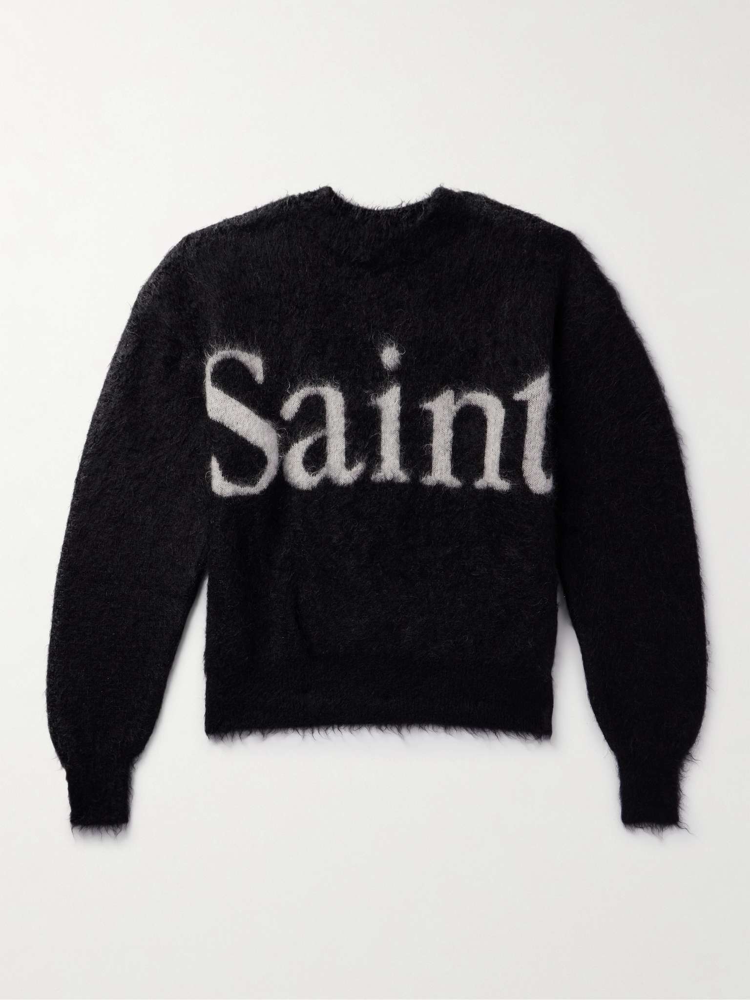 Logo-Jacquard Brushed Mohair-Blend Sweater - 1