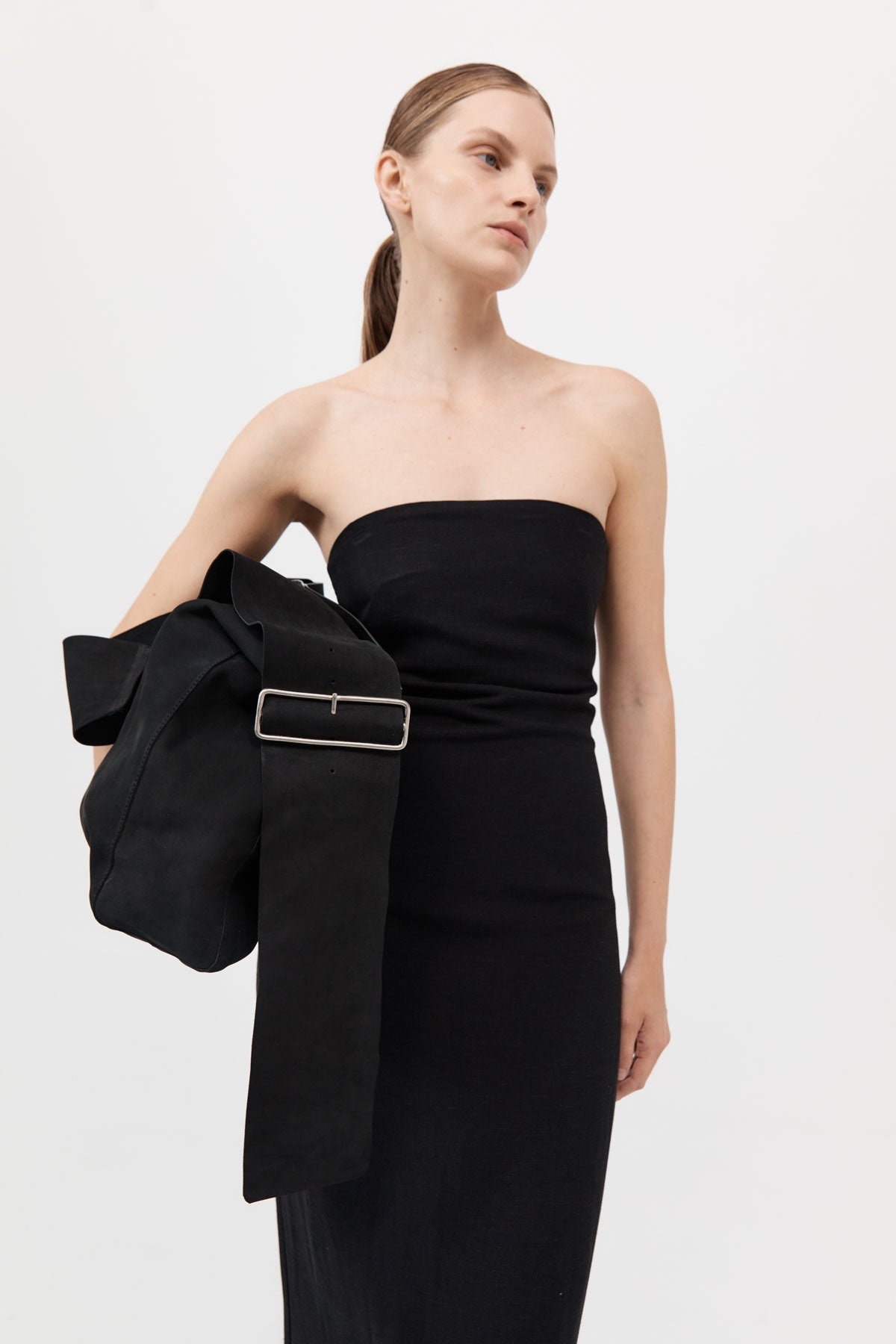 Oversized Nubuck Satchel - Black - 4