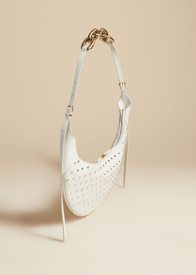 KHAITE The Alessia Shoulder Bag in White Leather with Crystals outlook
