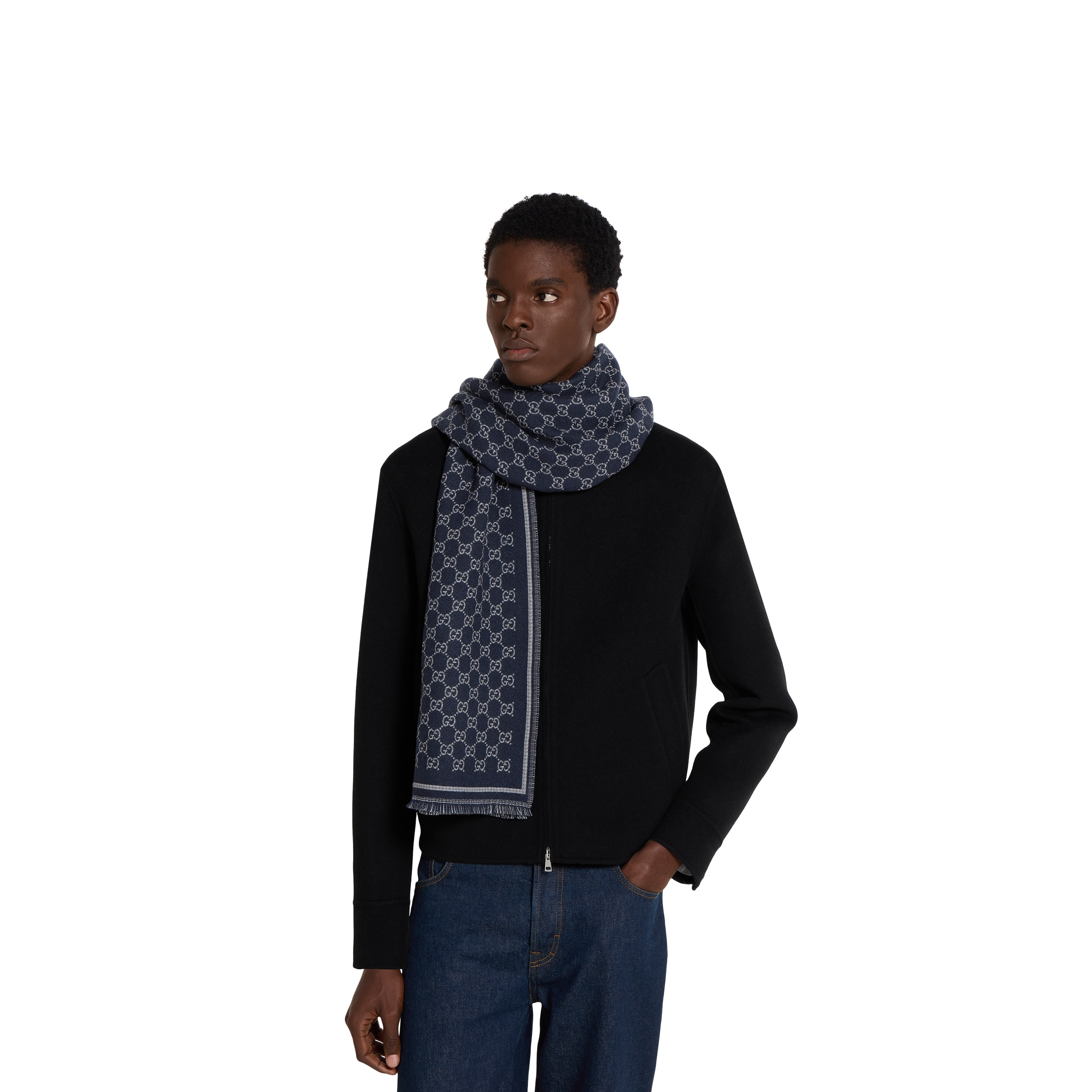 GG wool jacquard scarf - 3