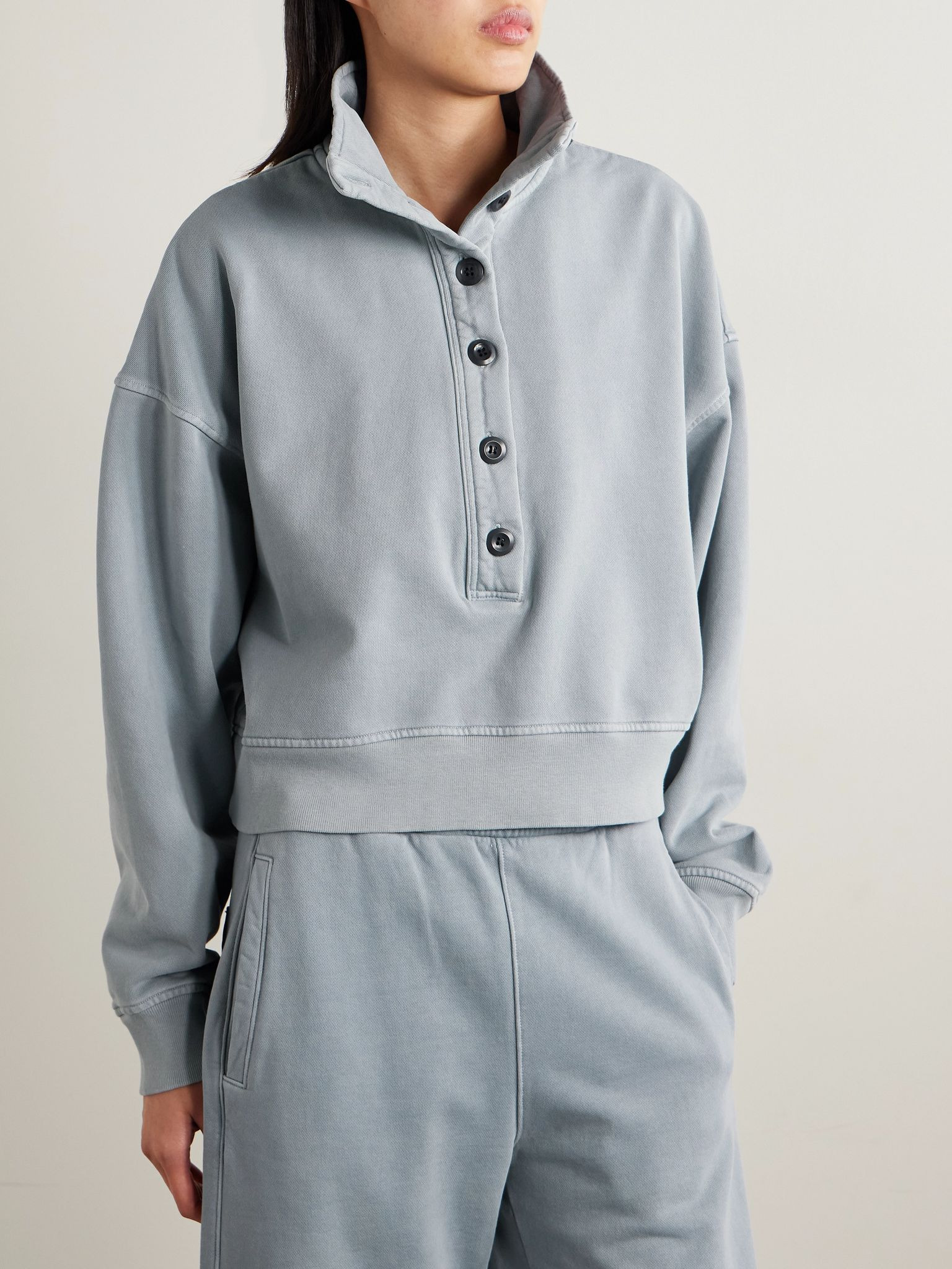 Mirelle cropped cotton-jersey sweatshirt Gray - 3