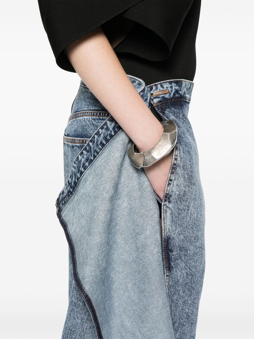 wrap wide-leg jeans - 5