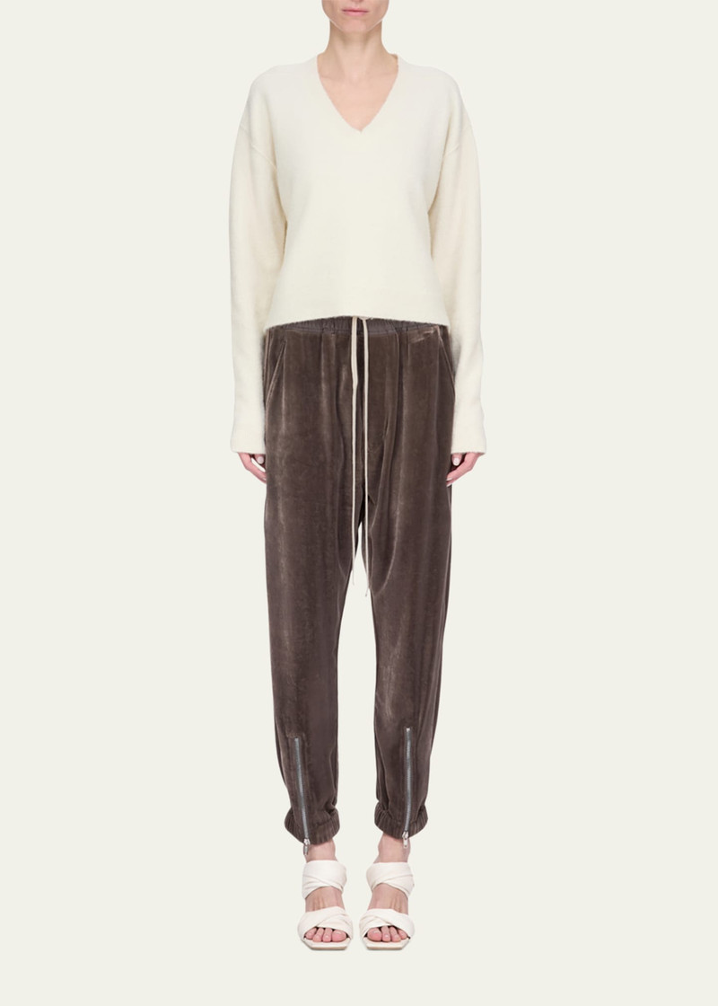 Rick Owens Velvet Zip Joggers outlook