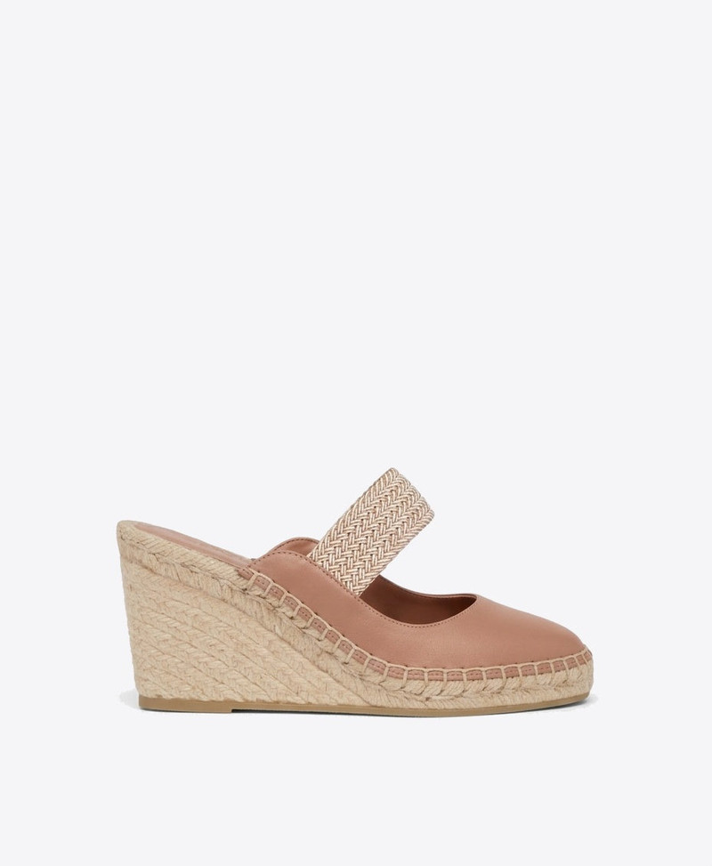 Siena 70 Blush Leather Wedge Mules 1
