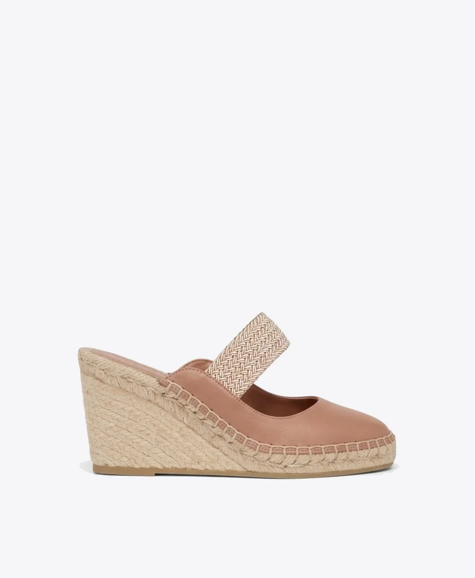 Siena 70 Blush Leather Wedge Mules - 1