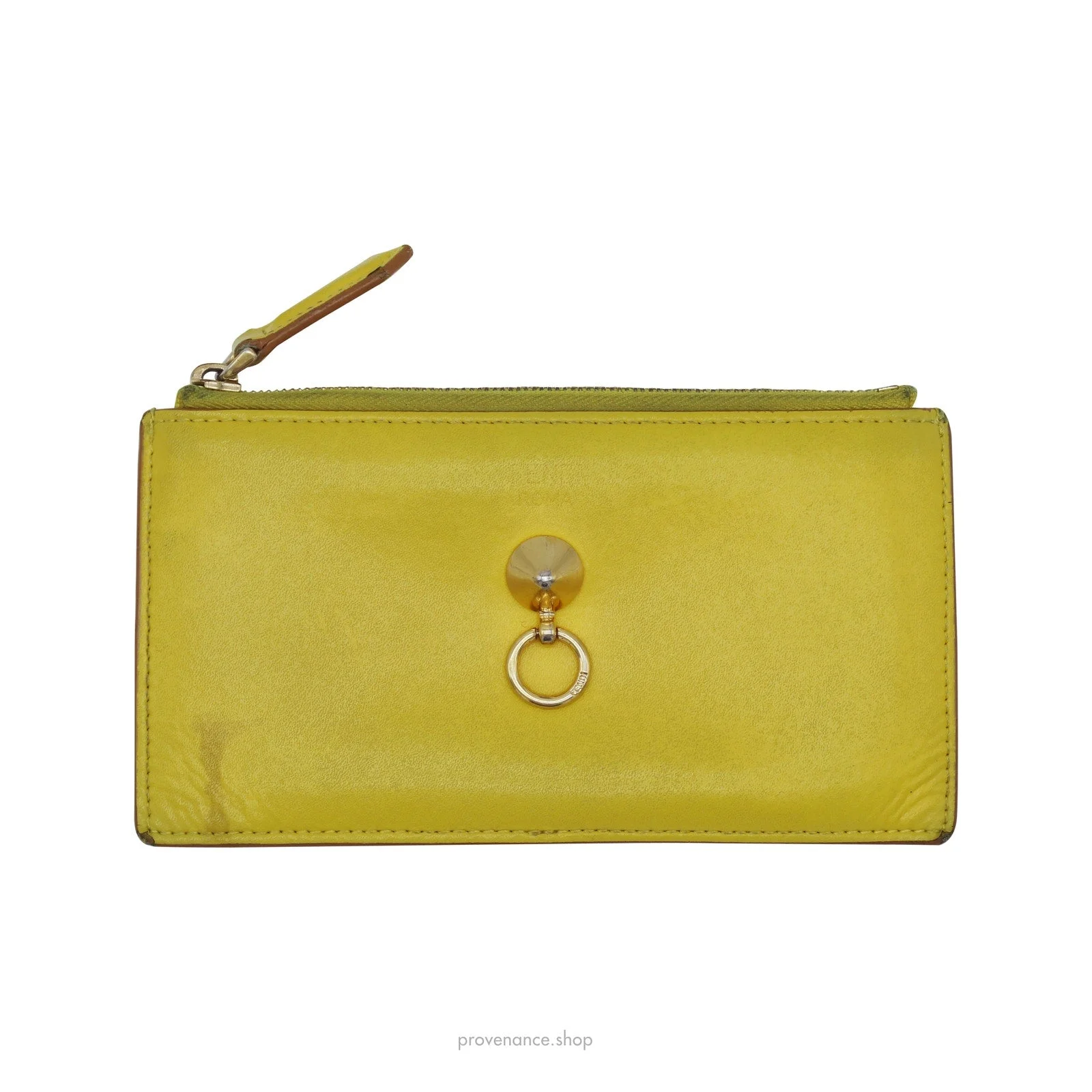 Fendi Zip Card Holder Wallet - Yellow Patchwork Leather - 1