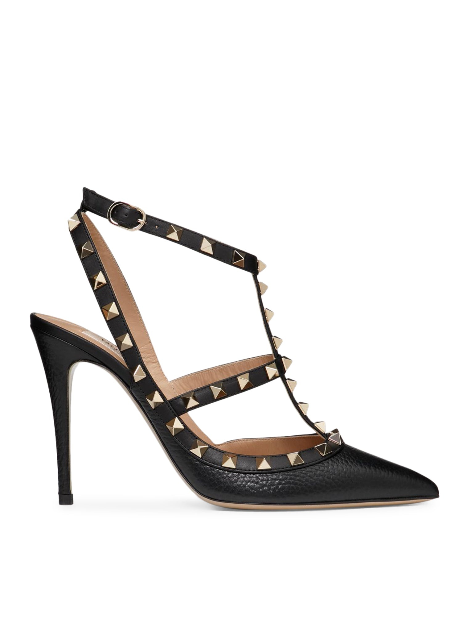 ROCKSTUD GARNET CALFSKIN STRAPS PUMPS 100MM - 1