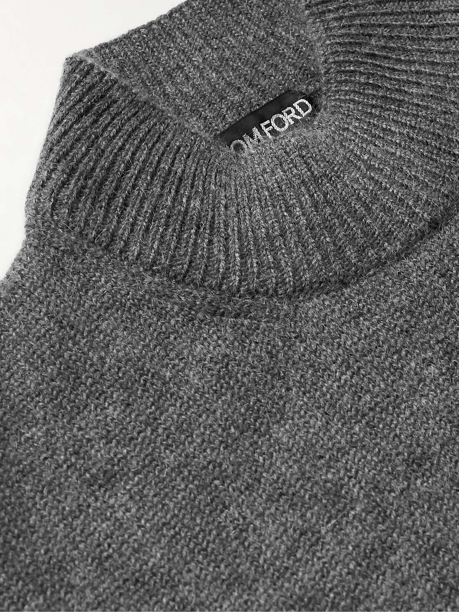 Slim-Fit Brushed Cashmere, Mohair and Silk-Blend Mock-Neck Sweater - 5