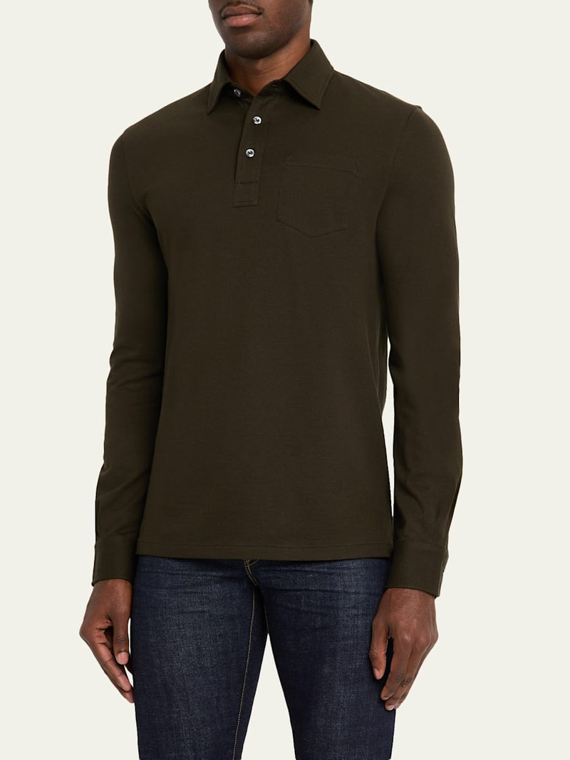 Ralph Lauren Men's Cashmere and Cotton Slim-Fit Polo Sweater outlook