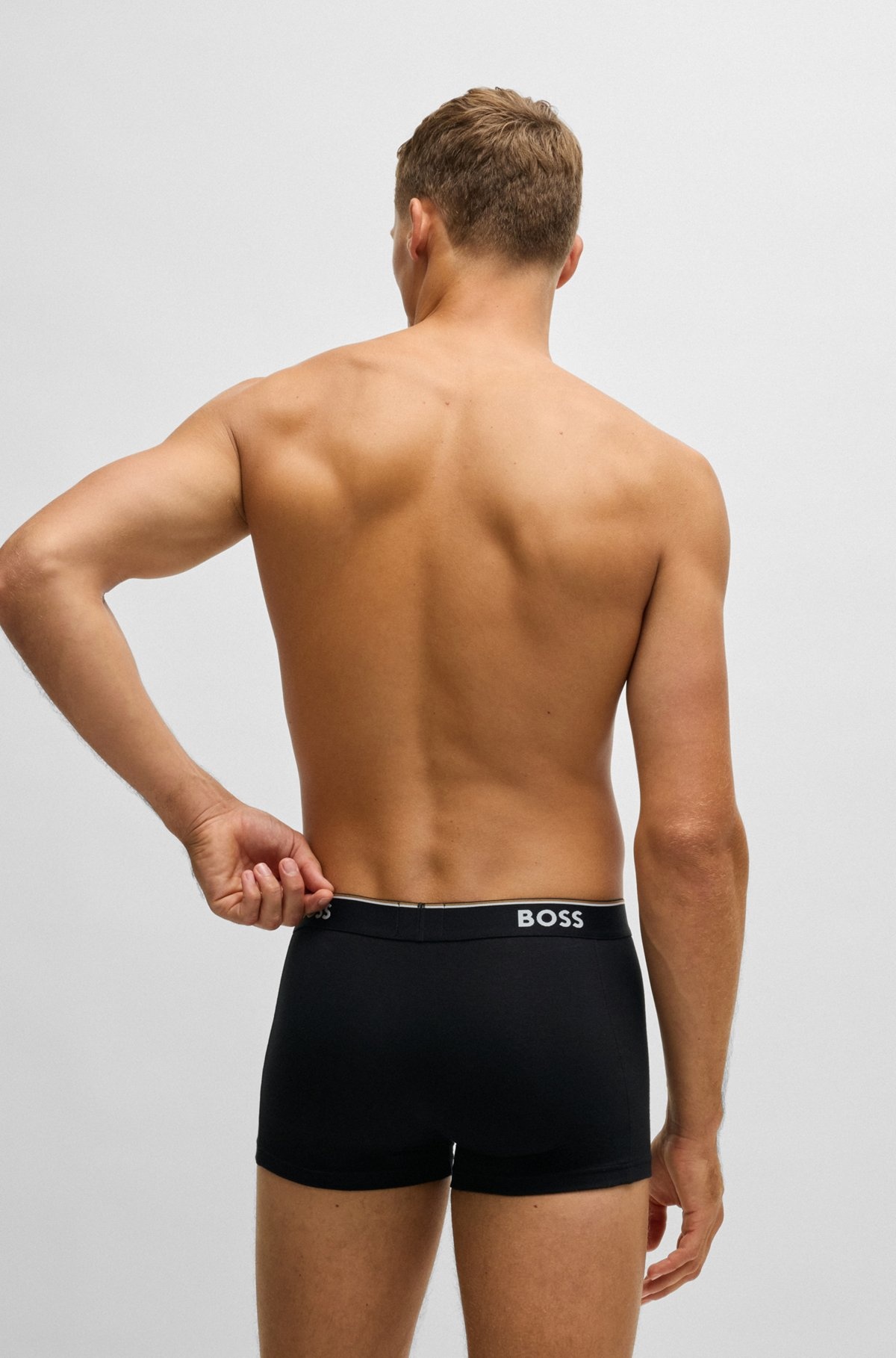 THREE-PACK OF STRETCH-COTTON TRUNKS WITH LOGO WAISTBAND - 3