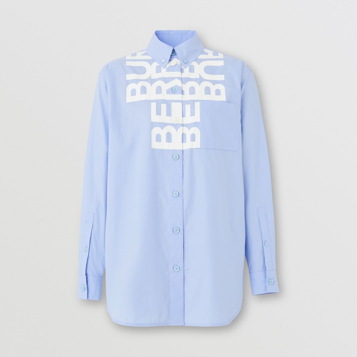 Logo Print Cotton Oxford Oversized Shirt - 1