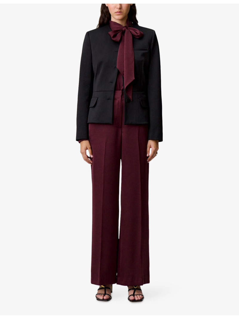 Claudie Pierlot Wide-Leg Mid-Rise Satin Trousers outlook