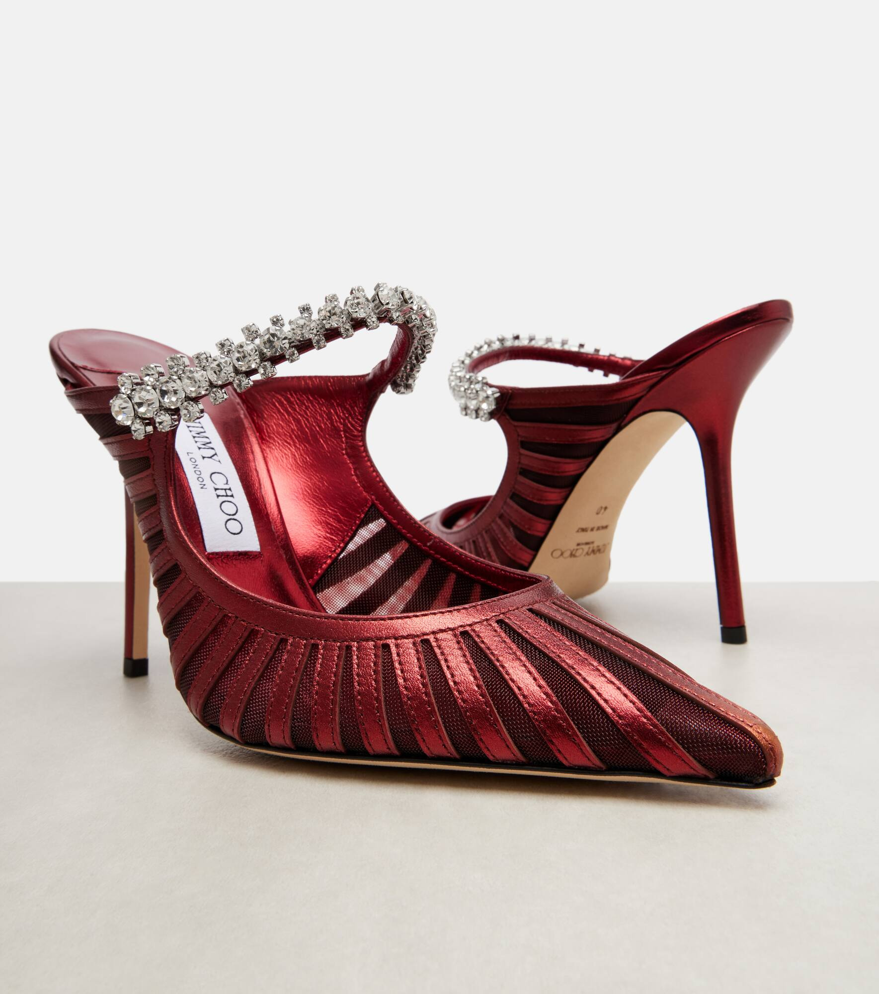 Bing 100 metallic leather and mesh mules - 5
