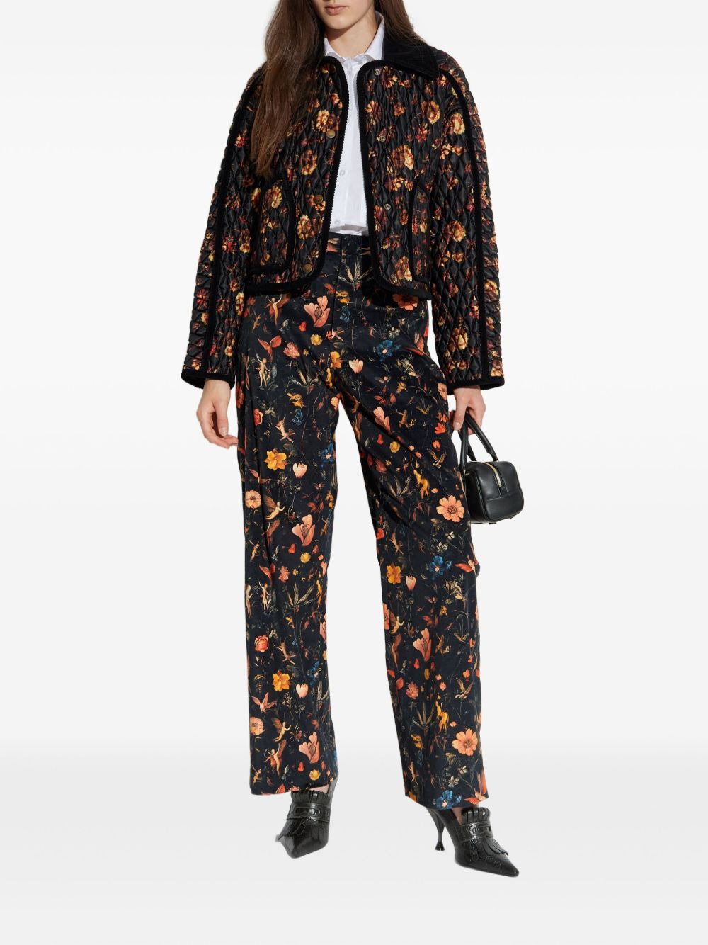 floral velvet trousers - 2
