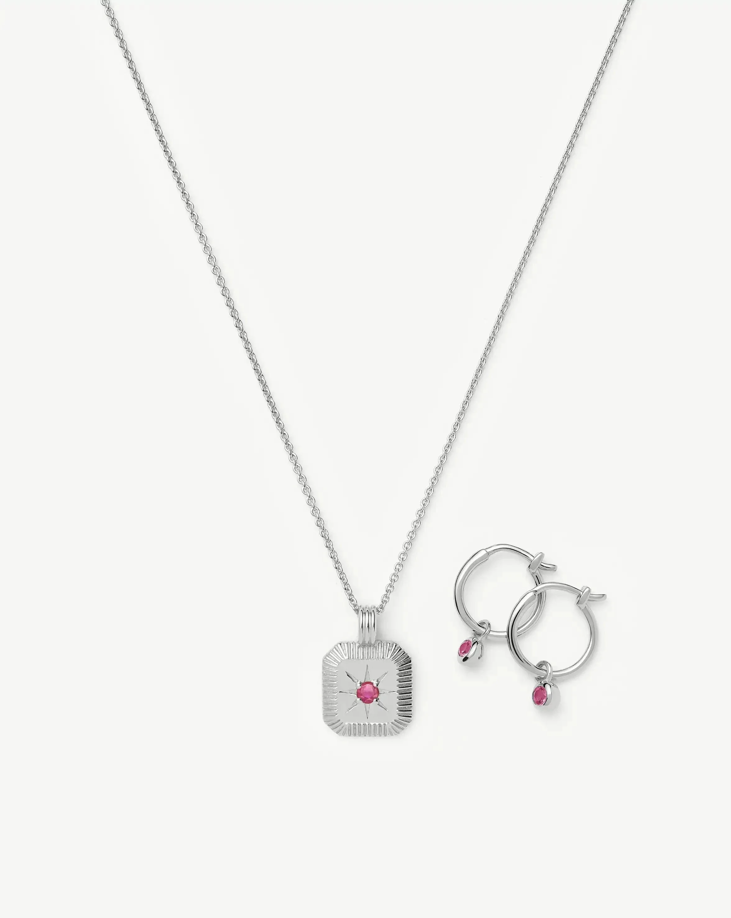 October Birthstone Necklace & Charm Earrings Set - 1