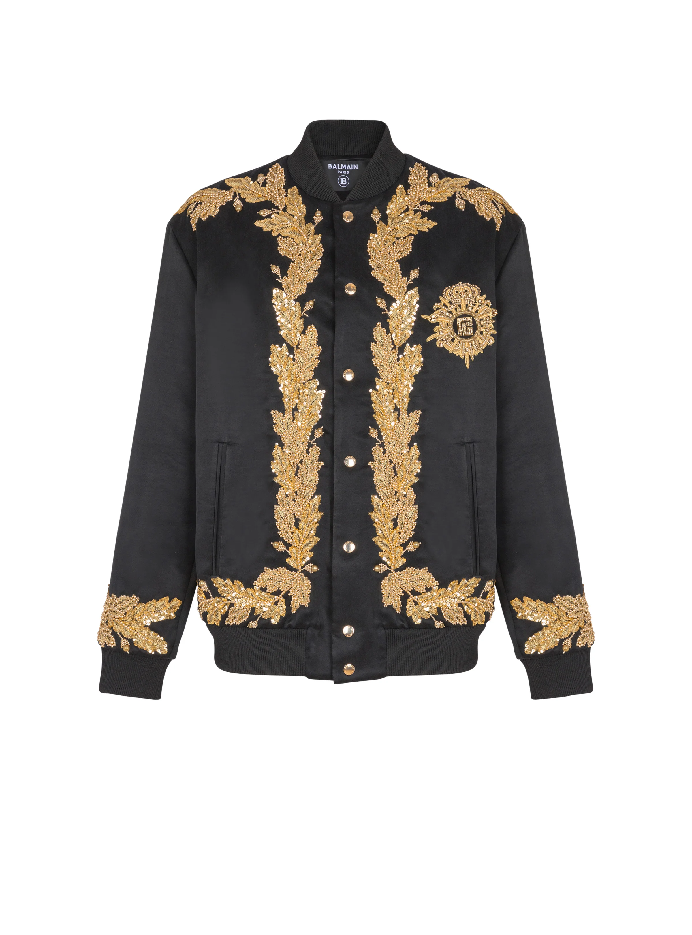 Embroidered cupro bomber jacket - 1