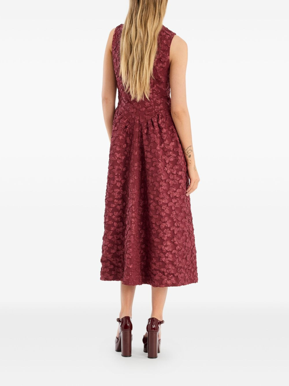 flower-embellishment midi dress - 4