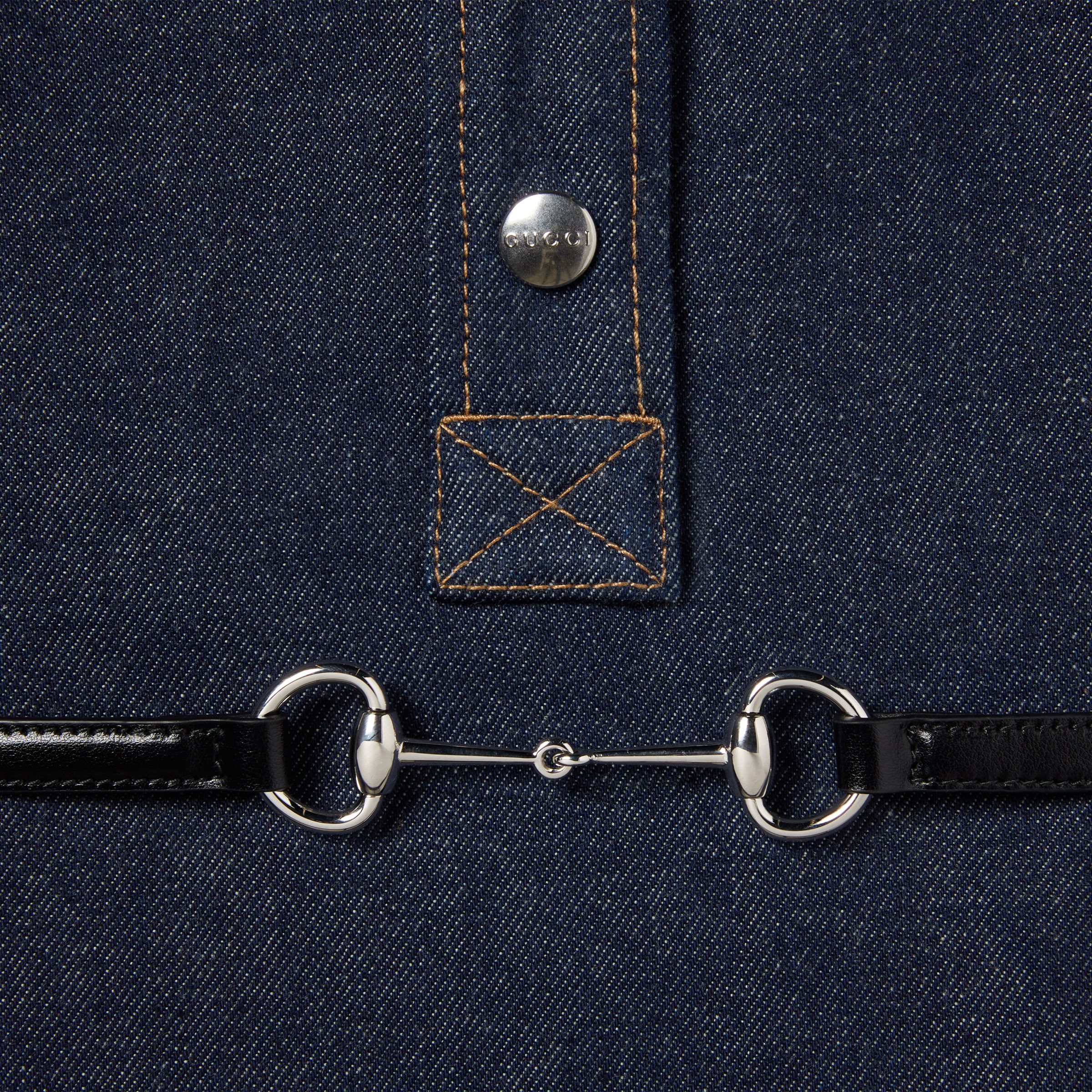 Denim mini dress with Horsebit - 6
