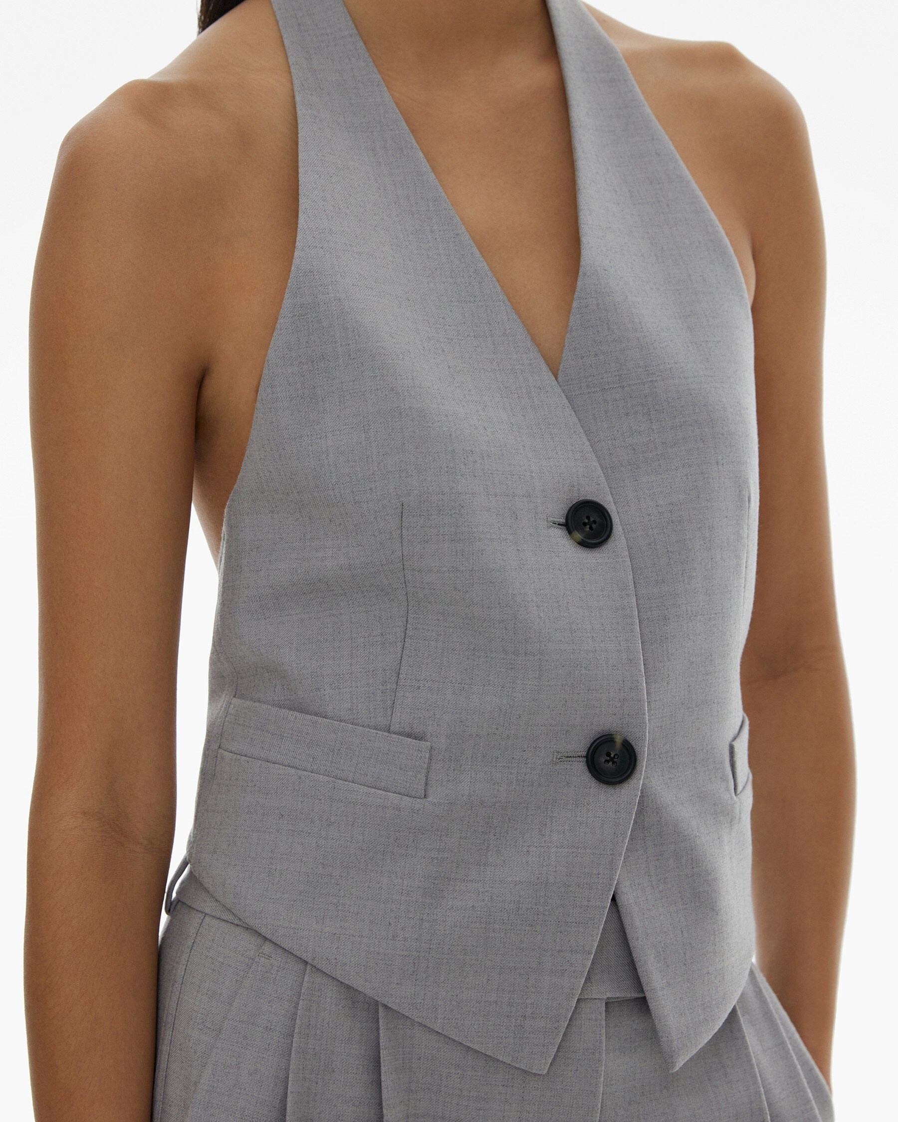 STRETCH WOOL HALTER VEST - 6