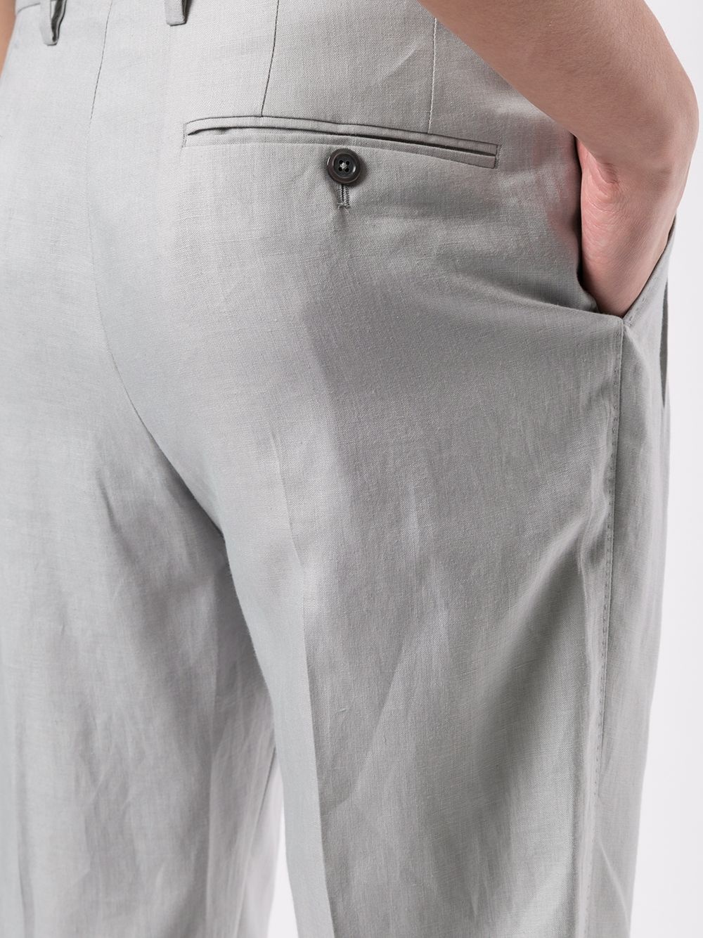 straight-leg linen trousers - 5