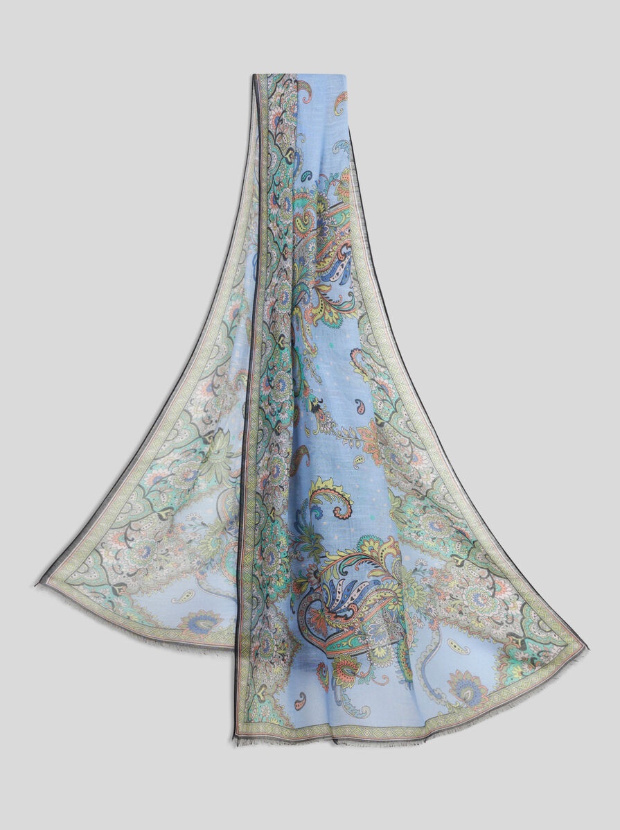 SILK-BLEND SCARF WITH LEAFY MOTIF - 1