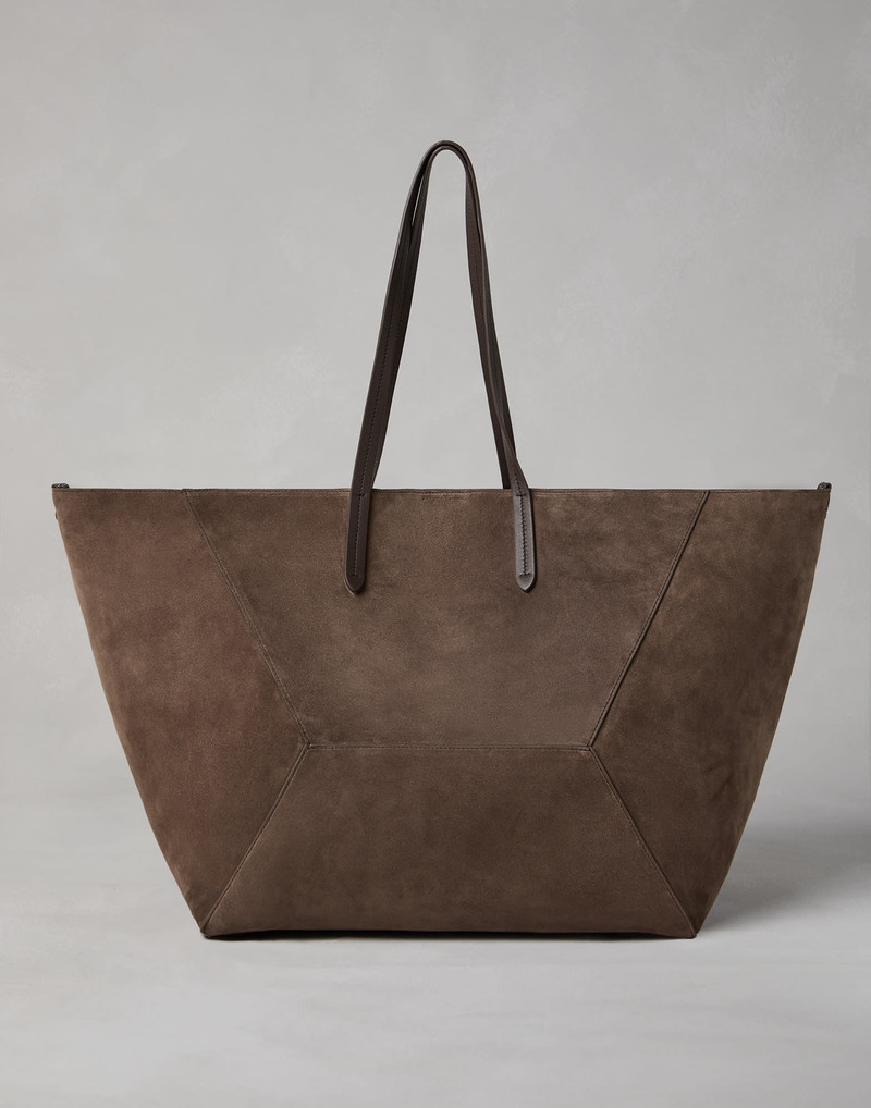 Brunello Cucinelli Suede shopper bag with monili outlook