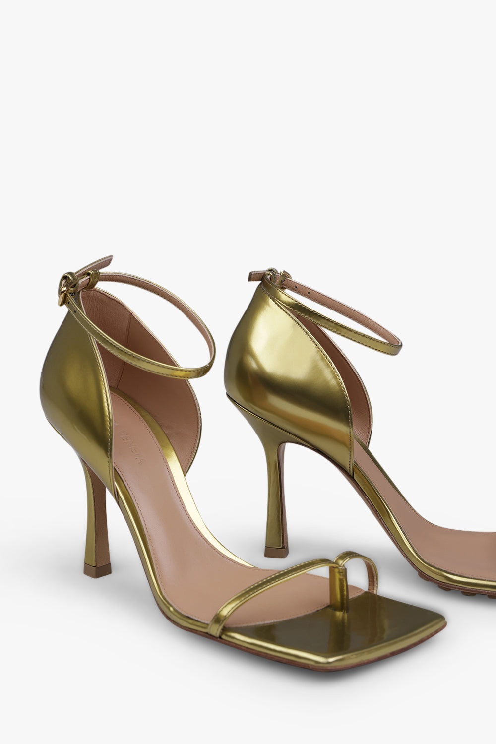 STRETCH ANKLE STRAP 90MM HEEL | GOLD - 4