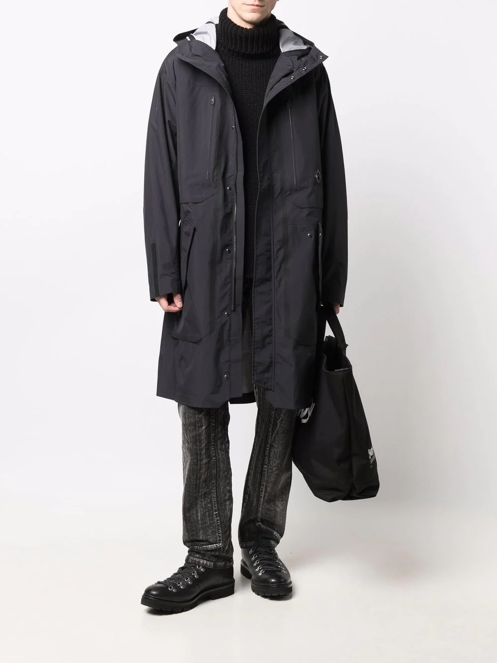 System logo-print parka coat - 2