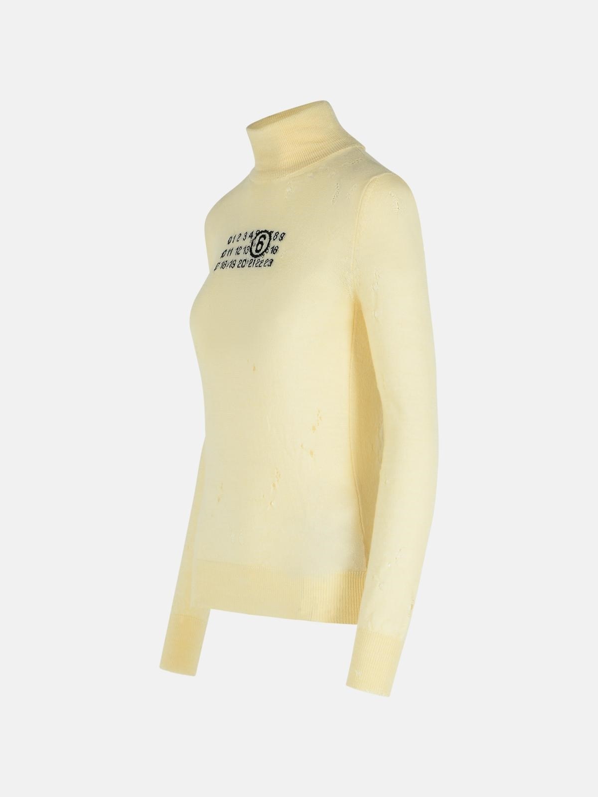 CREAM VIRGIN WOOL TURTLENECK SWEATER - 2