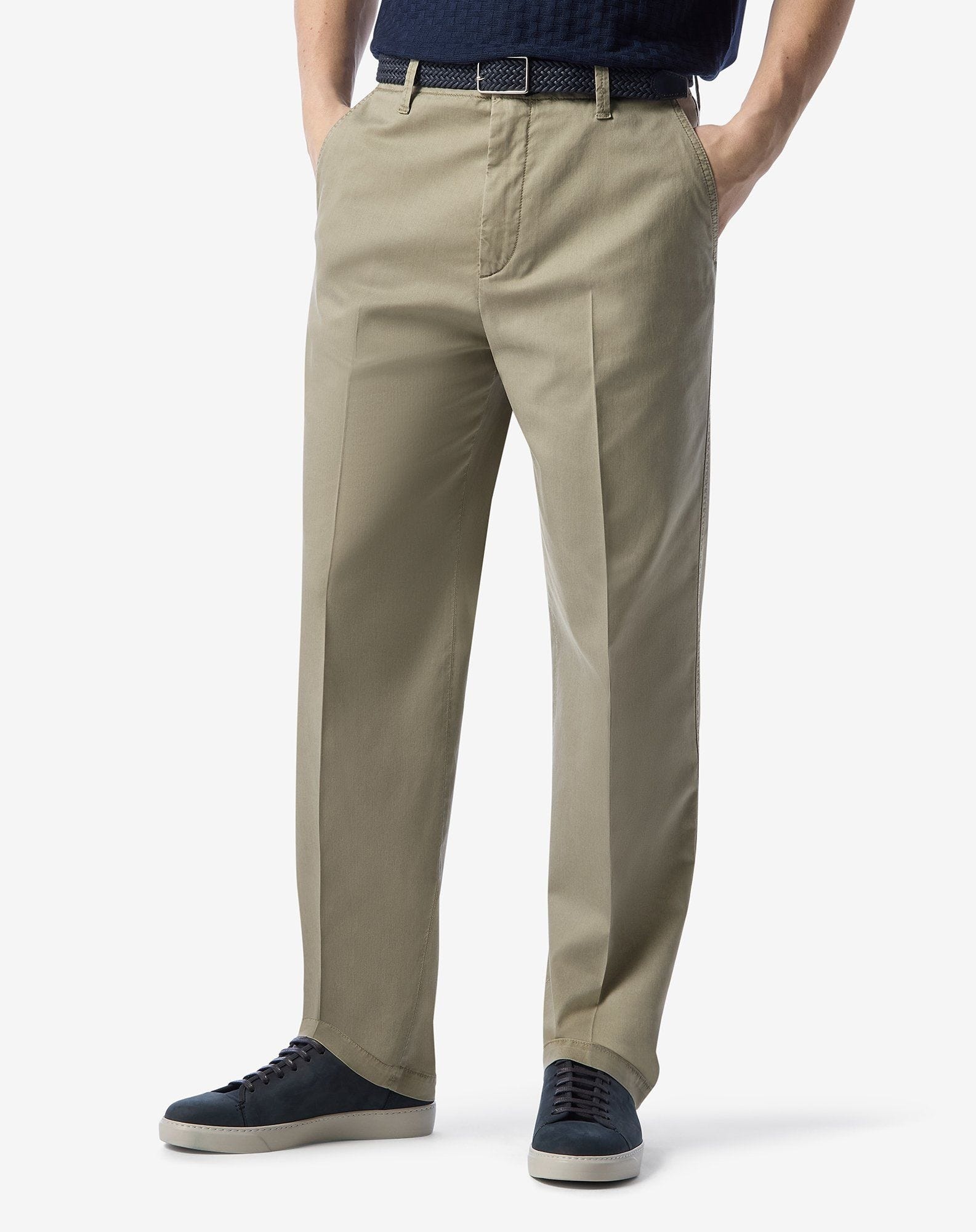 Khaki stretch lyocell cotton trousers - 3