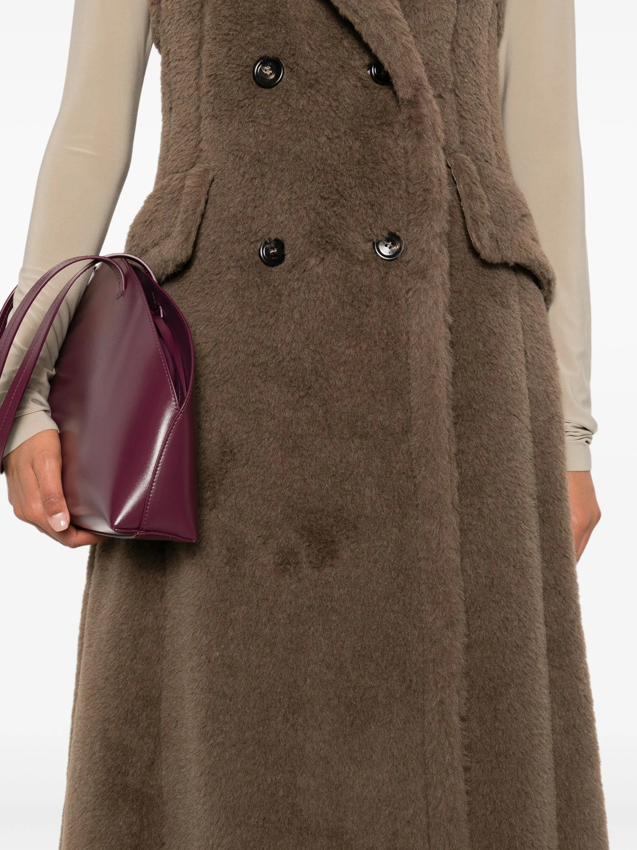 Boario double-breasted sleeveless coat - 5