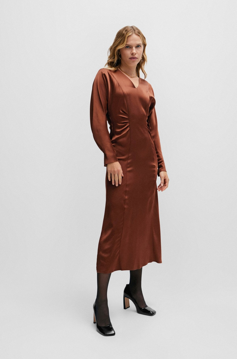 GATHERED-DETAIL REGULAR-FIT DRESS IN SOFT SATIN 3