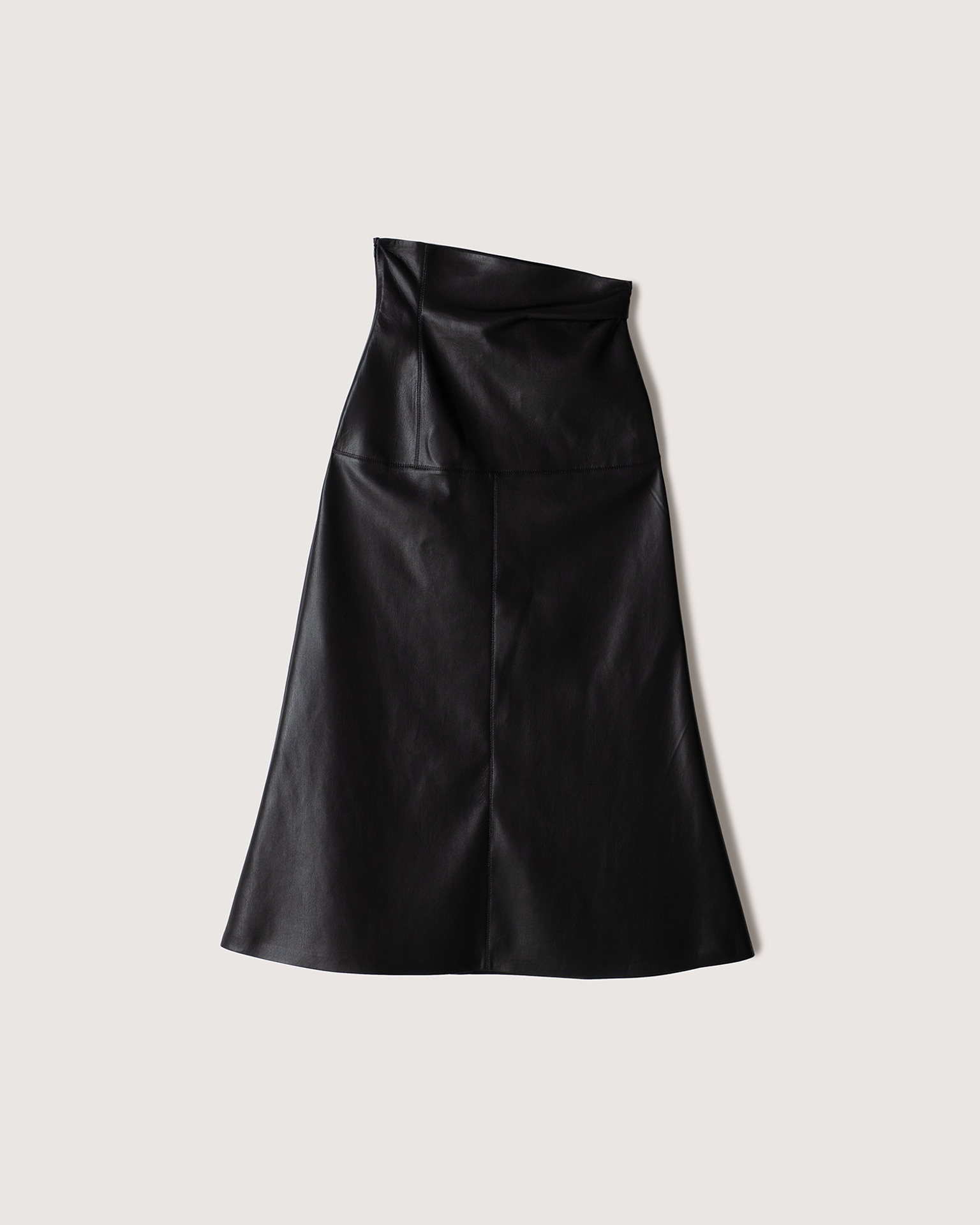 MELODY - Fluted vegan leather midi skirt - Black - 1