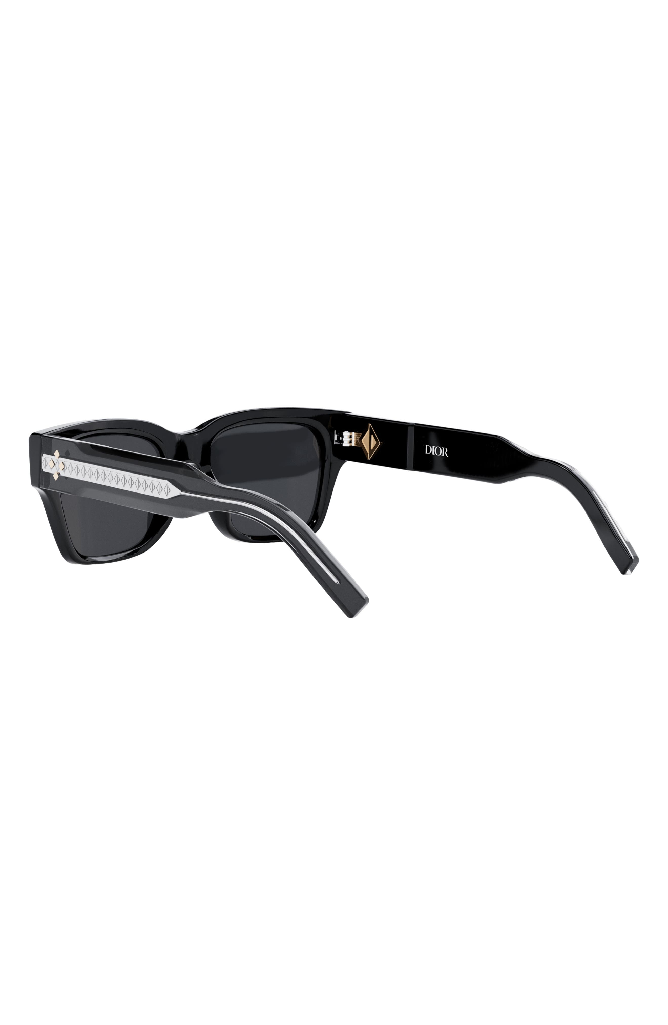 DIOR CD Diamond S2I 54mm Square Sunglasses in Shiny Black /Smoke at Nordstrom - 4
