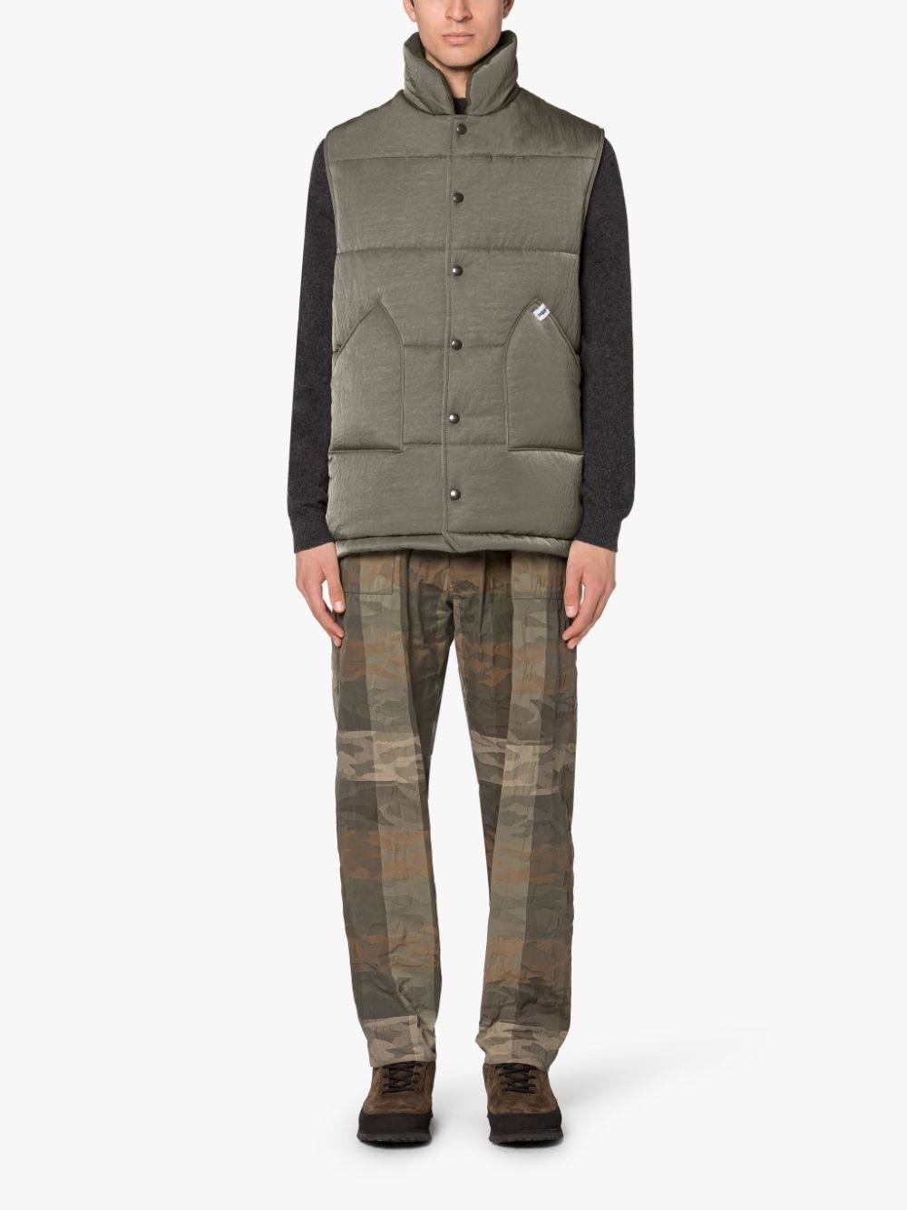 OSAKA ARMY GREEN NYLON GILET - 2