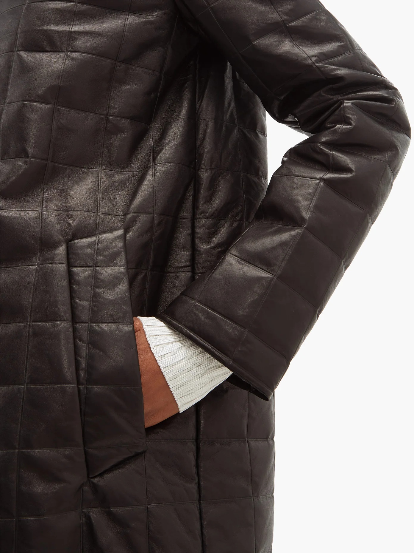 Quilted-leather down-filled coat - 4