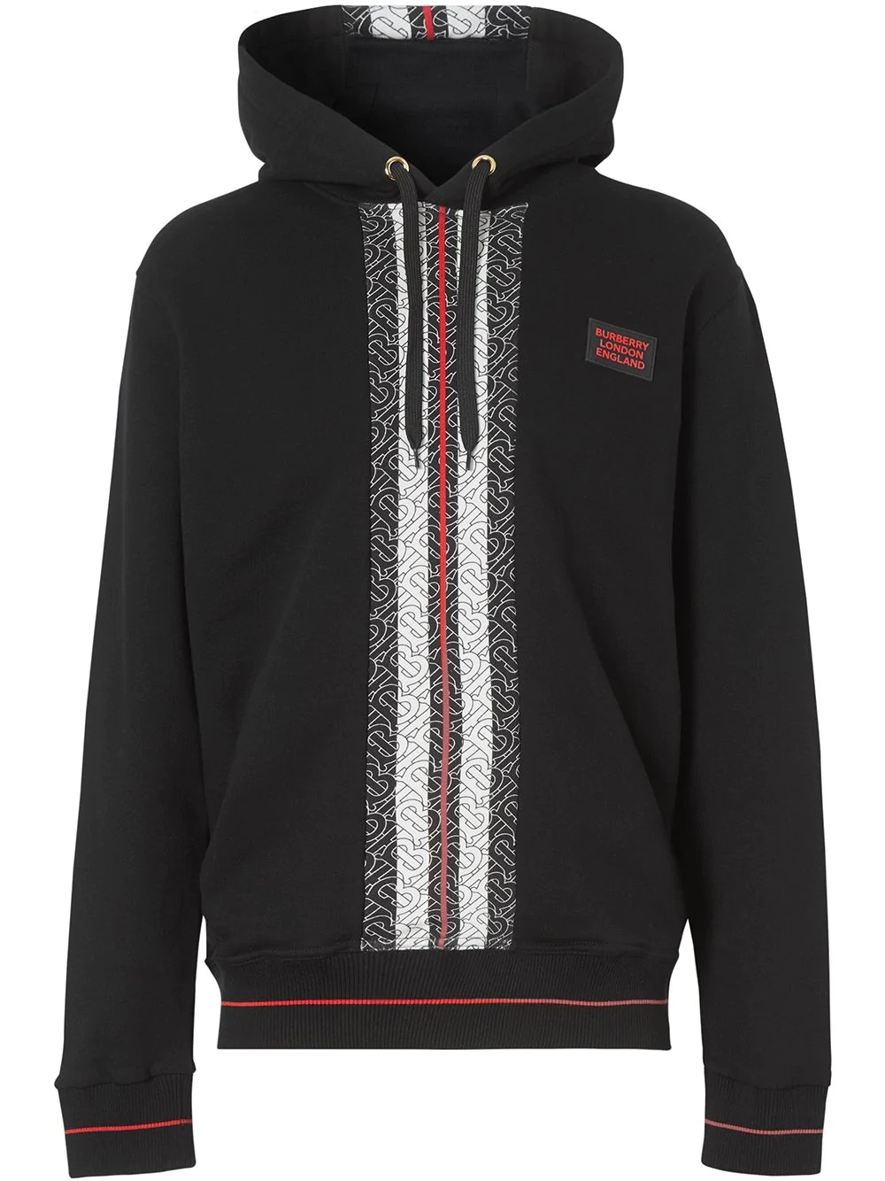 monogram stripe panel hoodie - 1