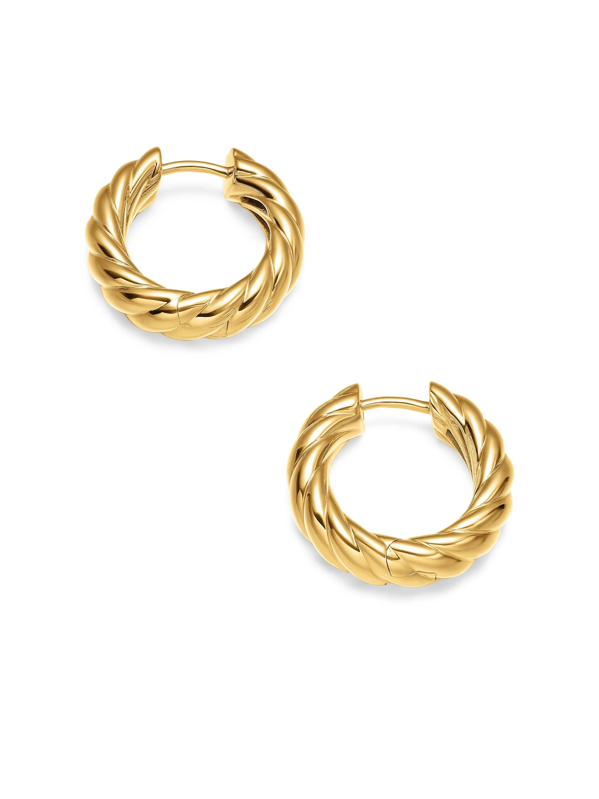 Women's Sculpted Cable Hoop Earrings in 18K Yellow Gold, 18.6MM - Gold - 1