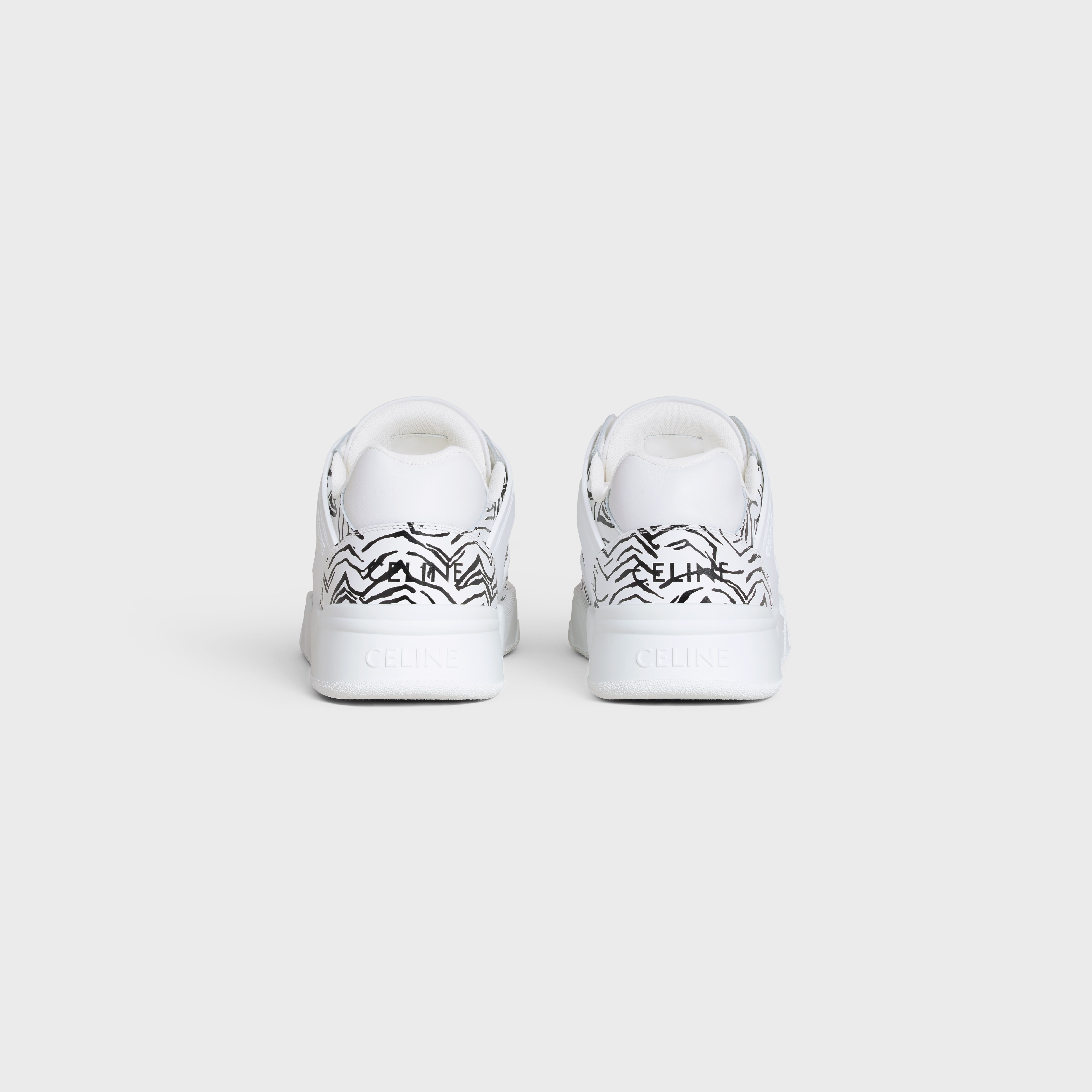 CT-07 CELINE TRAINER LOW LACE-UP SNEAKER in CALFSKIN & ZEBRA STAMPED CALFSKIN - 3
