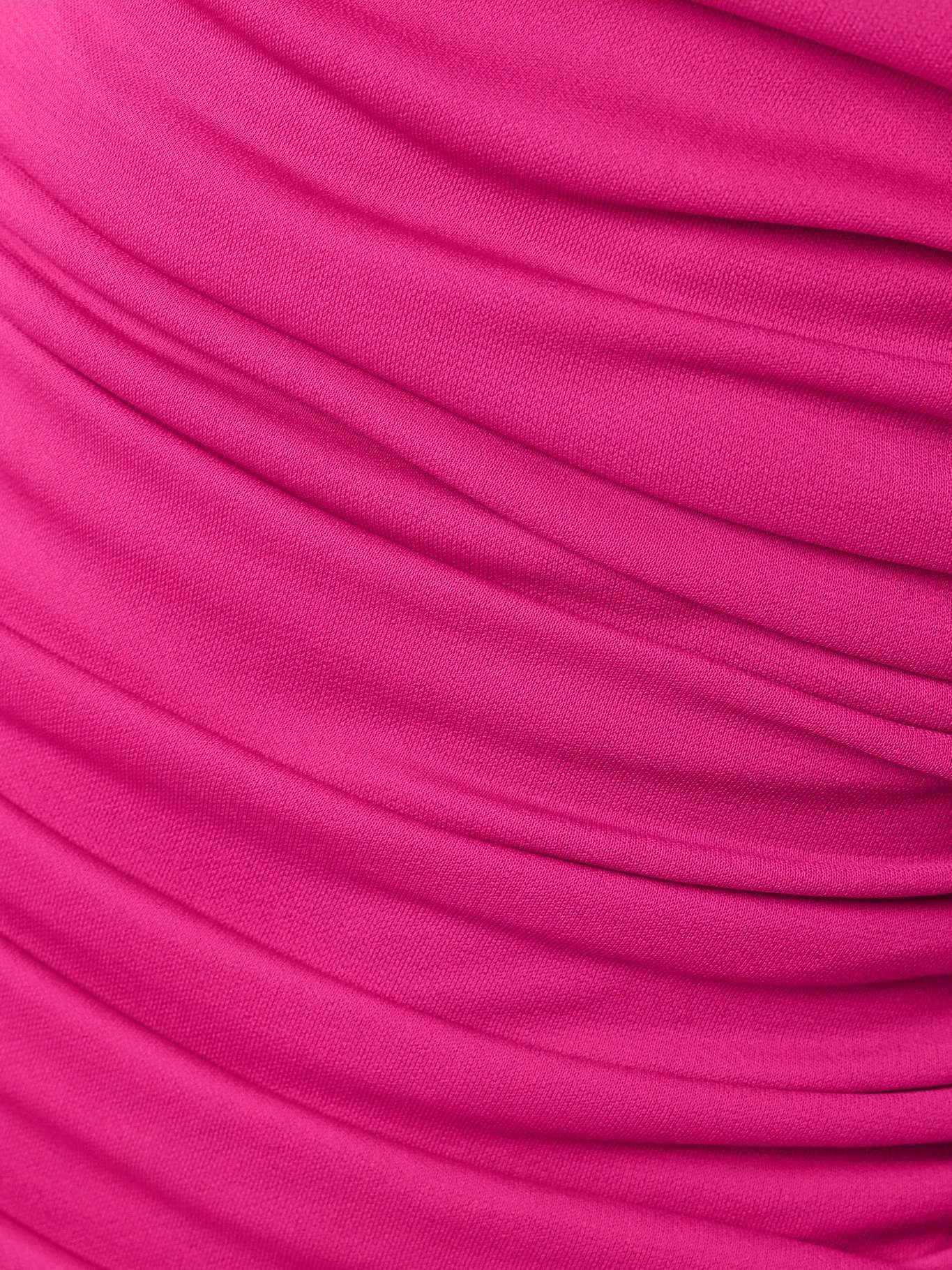Off-the-shoulder ruched stretch-jersey midi dress Fuchsia - 4