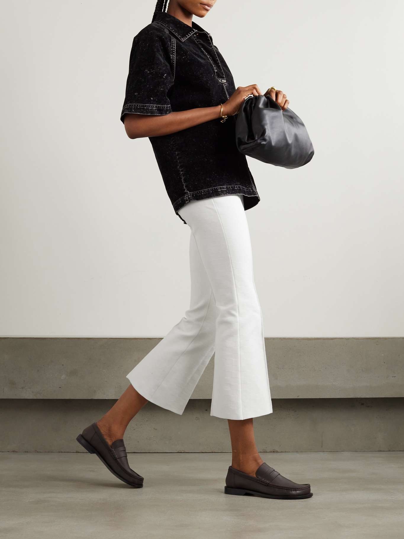 Kick cropped stretch-cotton flared pants - 6