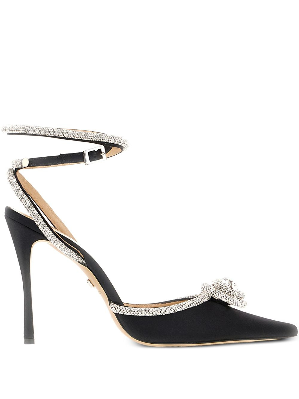 crystal-embellished leather heeled pumps - 1
