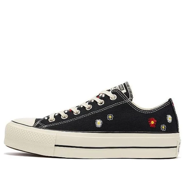 (WMNS) Converse Chuck Taylor All Star Lift Low 'Daisy Embroidery - Black' 567994C - 1