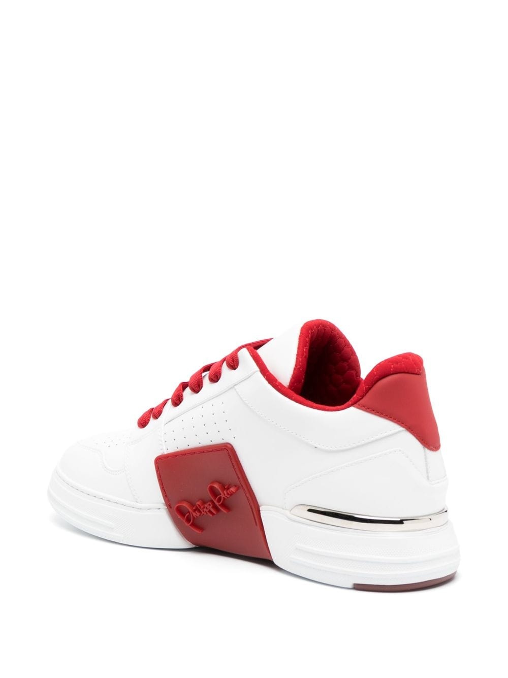 logo-embossed leather sneakers - 3