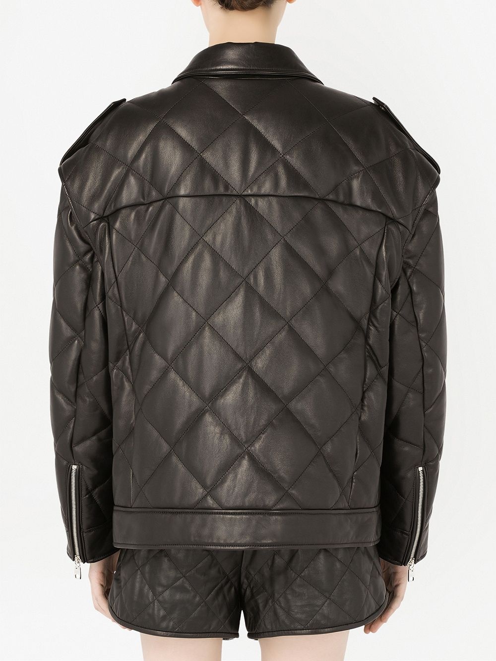 quilted zip-fastening biker jacket - 4